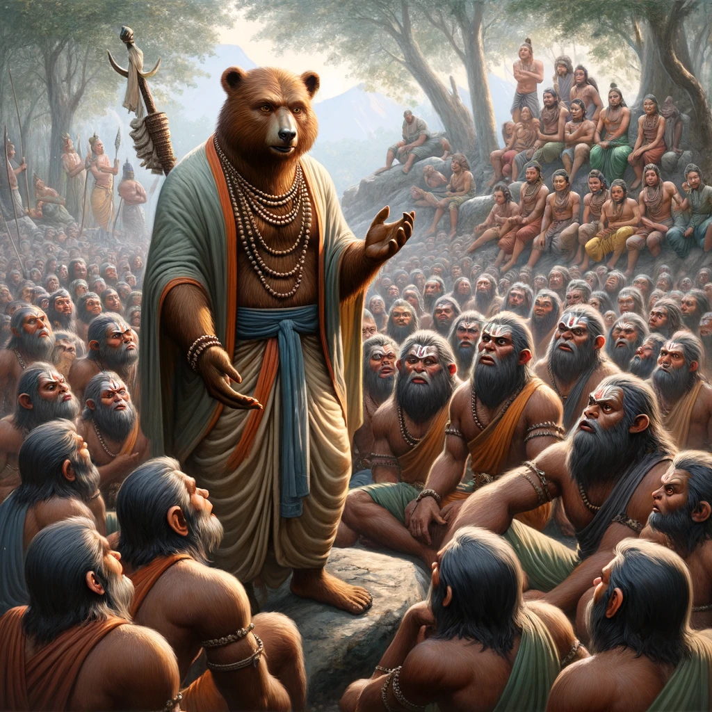 Jambavan Dissuades the Monkeys from Attacking Lanka